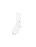 thumbnail for White Logo Socks with Green Script Logo