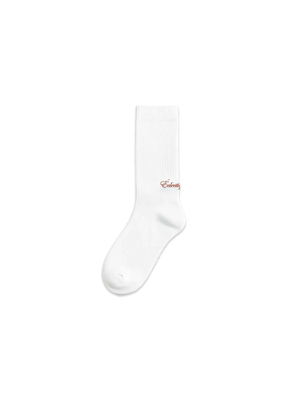 White logo socks featuring a signature red script logo, crafted for modern luxury and everyday comfort.