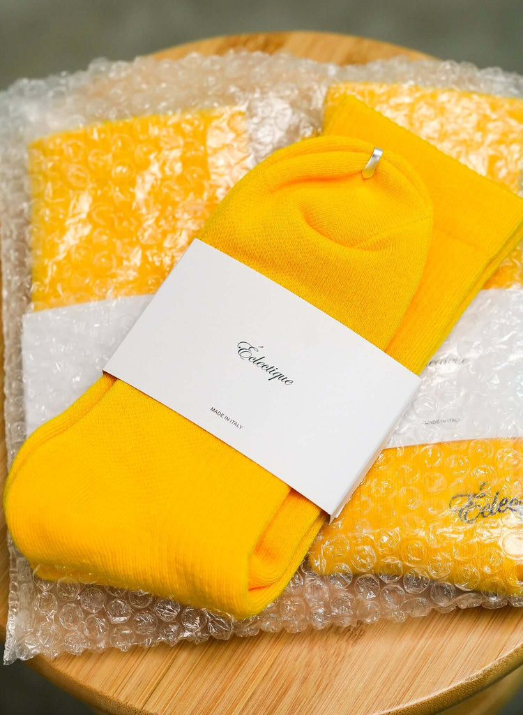 Yellow Crew Socks in Spectra - View 2